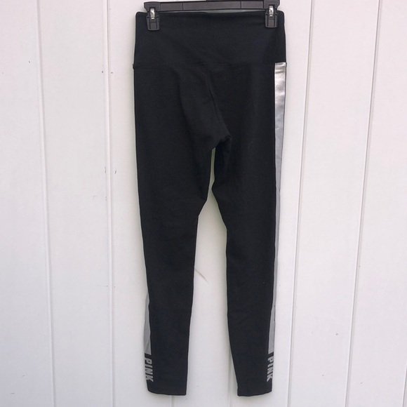 Pink Victoria’s Secret silver/black leggings size medium mid/high waist pants​ - Picture 2 of 6